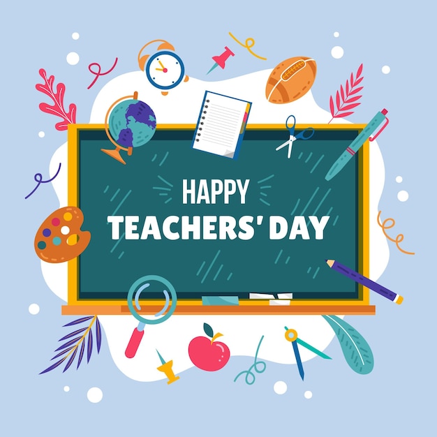 Hand drawn flat teachers' day illustration