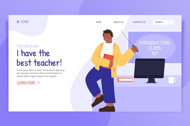 Hand drawn flat teachers' day landing page template