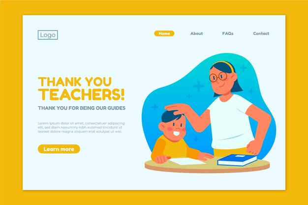 Hand drawn flat teachers' day landing page template