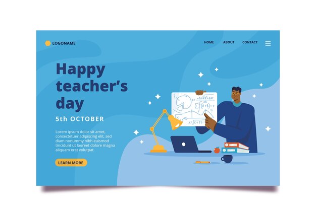 Hand drawn flat teachers' day landing page template