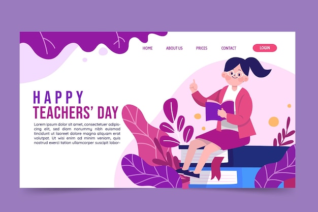 Hand drawn flat teachers' day landing page template