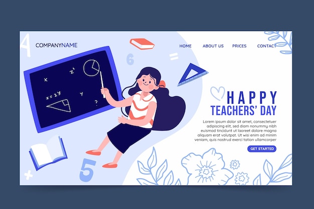 Hand drawn flat teachers' day landing page template