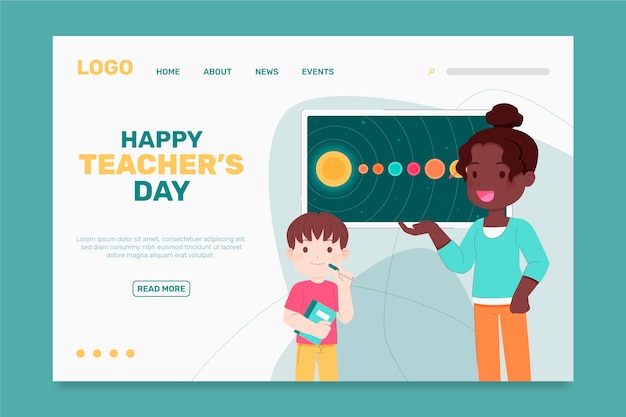 Hand drawn flat teachers' day landing page template