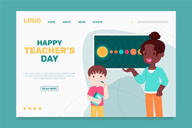 Hand drawn flat teachers' day landing page template