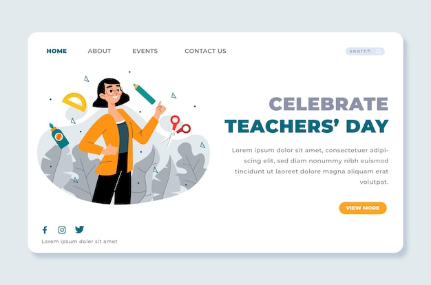 Hand drawn flat teachers' day landing page template