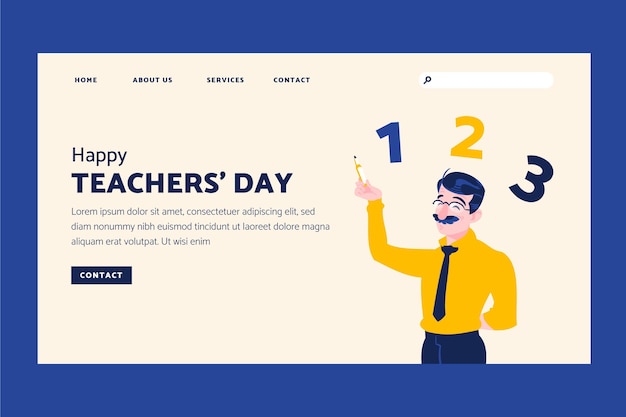 Hand drawn flat teachers' day landing page template