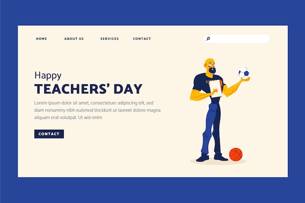 Hand drawn flat teachers' day landing page template