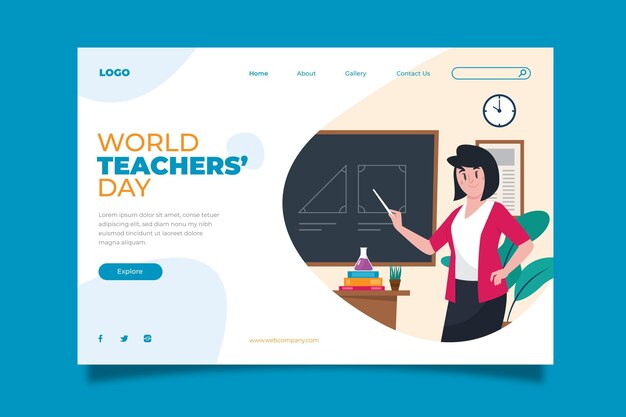 Hand drawn flat teachers' day landing page template