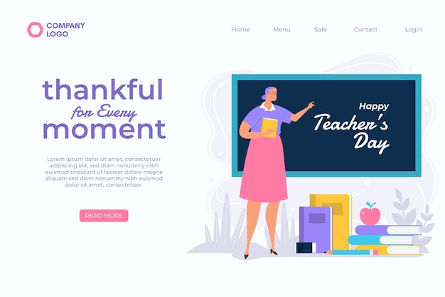 Free Vector hand drawn flat teachers' day landing page template