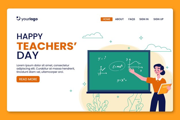 Hand drawn flat teachers' day landing page template