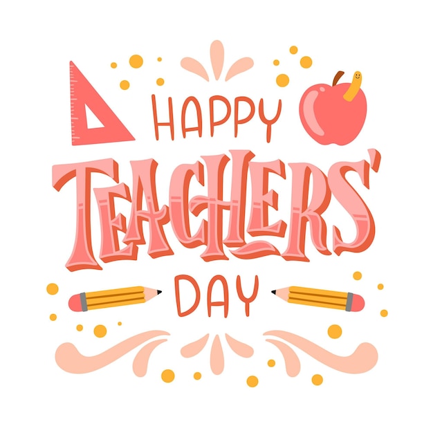 Free Vector hand drawn flat teachers' day lettering