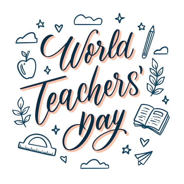 Hand drawn flat teachers' day lettering