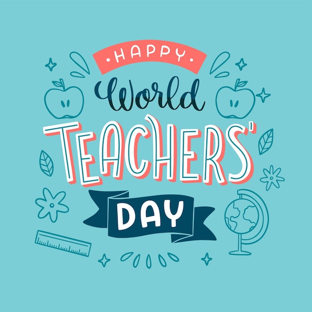 Hand drawn flat teachers' day lettering