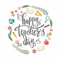 Free vector hand drawn flat teachers' day lettering