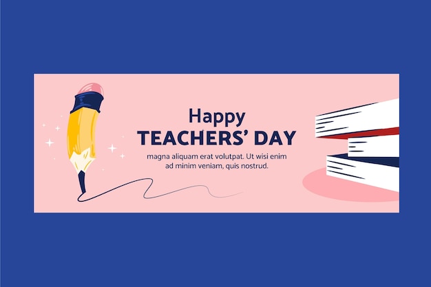 Hand drawn flat teachers' day social media cover template