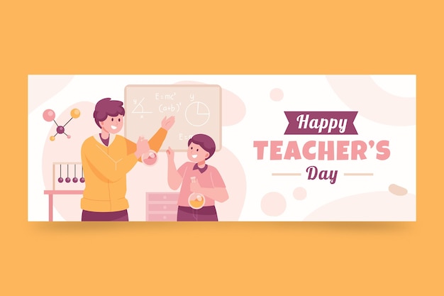 Hand drawn flat teachers' day social media cover template