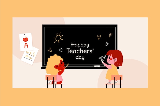 Free Vector hand drawn flat teachers' day social media post template