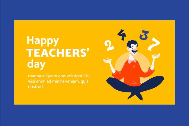 Hand drawn flat teachers' day social media post template