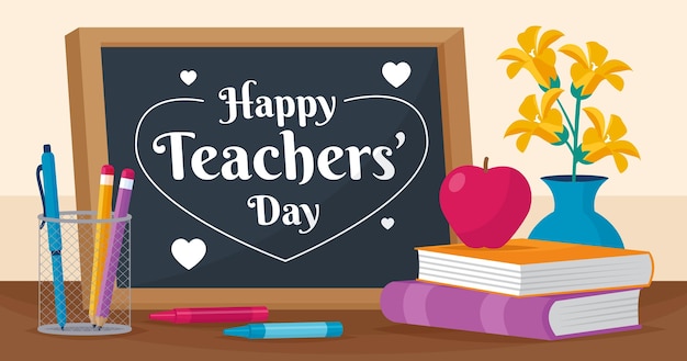 Free vector hand drawn flat teachers' day social media post template