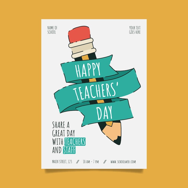 Free vector hand drawn flat teachers' day vertical poster template