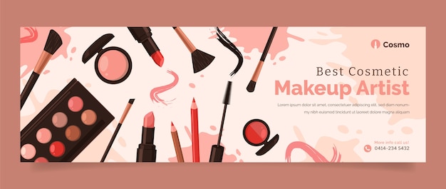 Hand drawn flat texture makeup artist banner