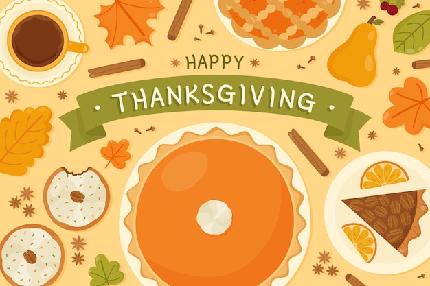 Hand drawn flat thanksgiving background