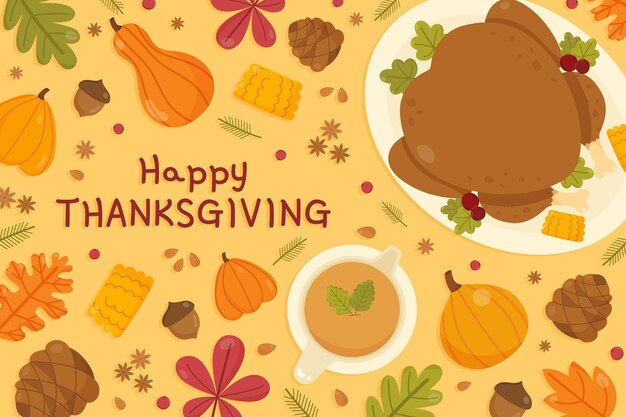 Hand drawn flat thanksgiving background