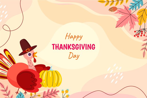 Hand drawn flat thanksgiving background