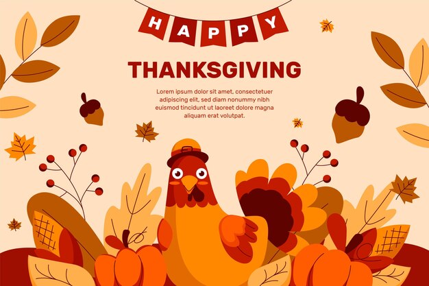 Hand drawn flat thanksgiving background