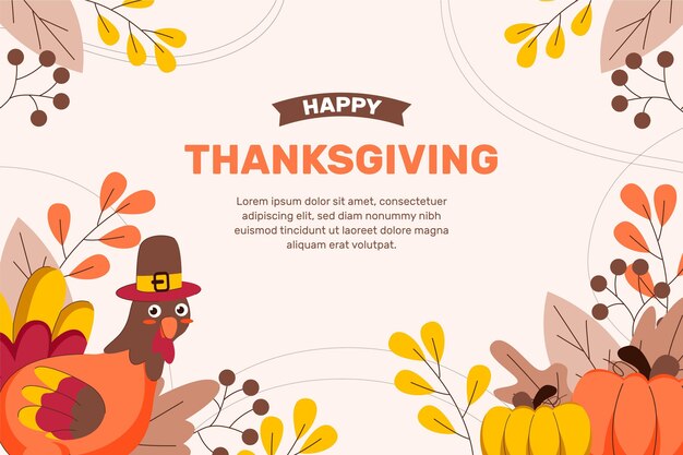 Hand drawn flat thanksgiving background