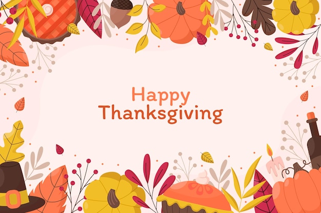 Hand drawn flat thanksgiving background