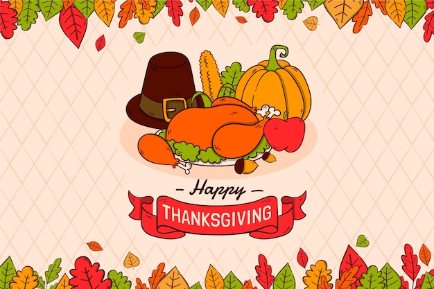 Free Vector hand drawn flat thanksgiving background