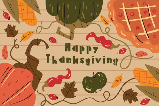 Hand drawn flat thanksgiving background