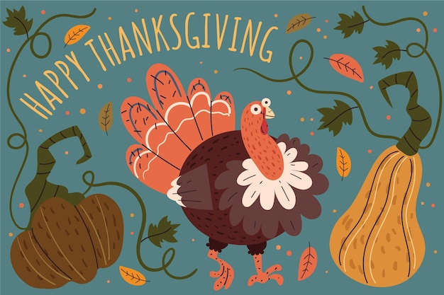 Hand drawn flat thanksgiving background