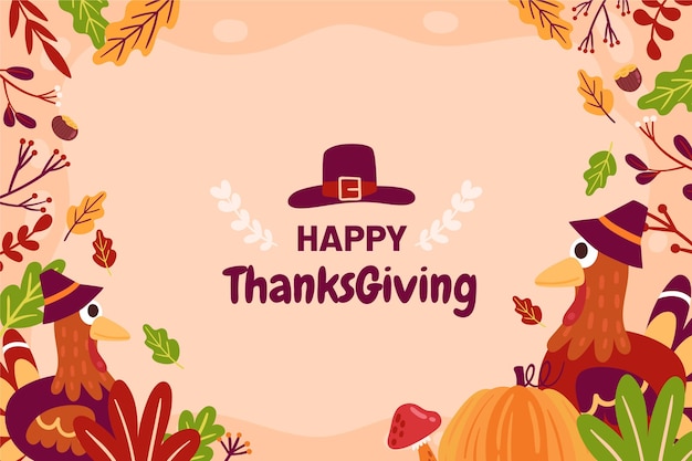 Hand drawn flat thanksgiving background