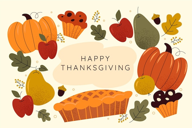 Hand drawn flat thanksgiving background