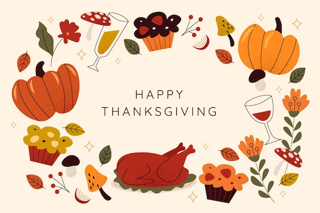 Hand drawn flat thanksgiving background