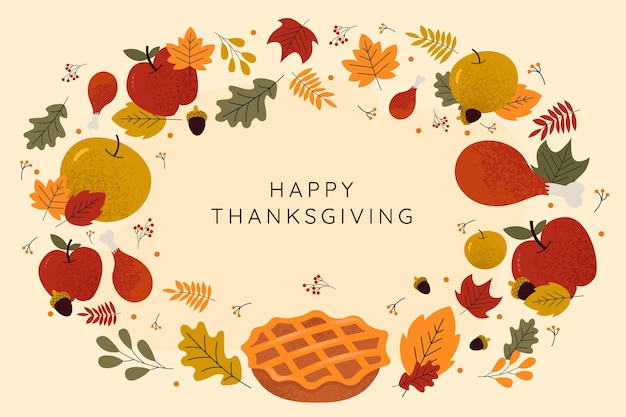 Hand drawn flat thanksgiving background