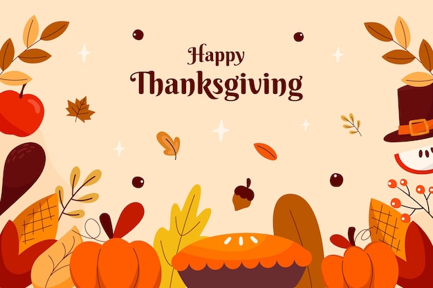 Hand drawn flat thanksgiving background