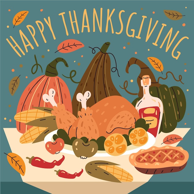 Free vector hand drawn flat thanksgiving illustration