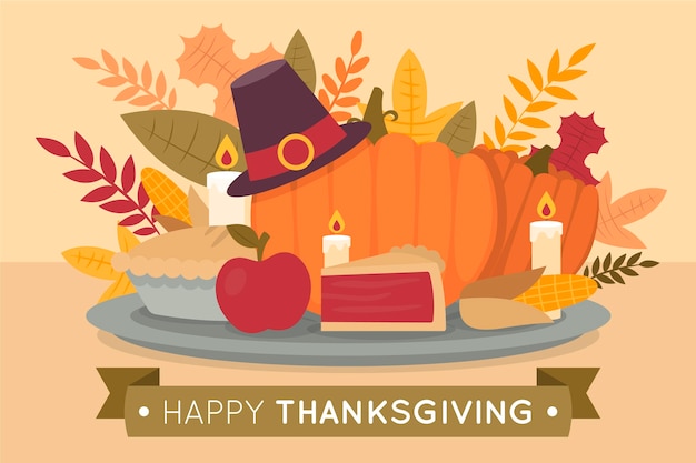 Free Vector hand drawn flat thanksgiving illustration