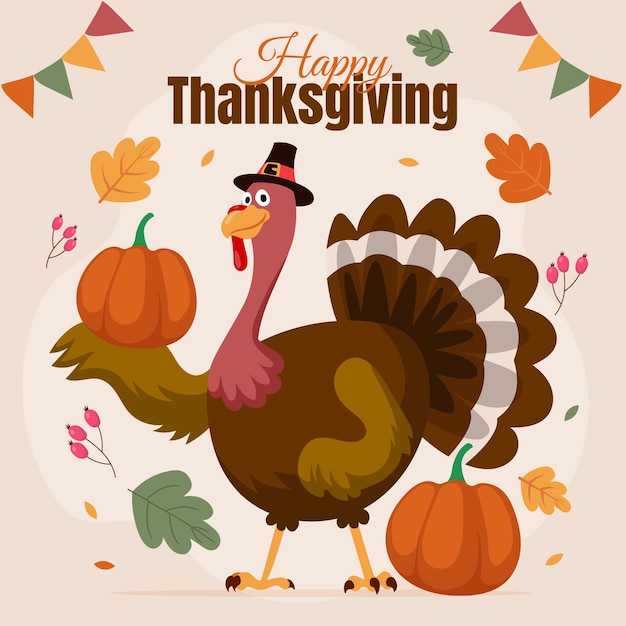 Hand drawn flat thanksgiving illustration