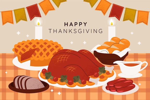 Hand drawn flat thanksgiving illustration