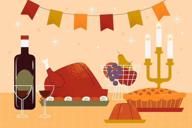 Free Vector hand drawn flat thanksgiving illustration