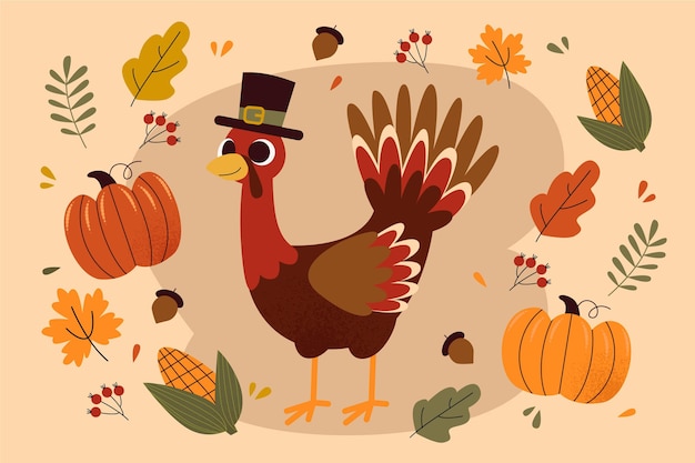 Hand drawn flat thanksgiving illustration