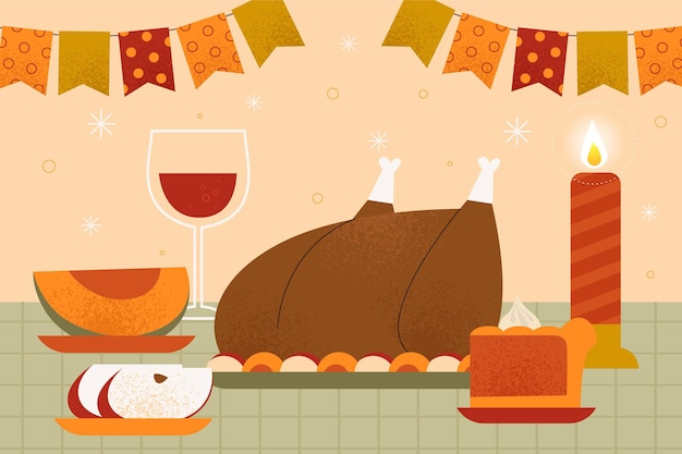 Hand drawn flat thanksgiving illustration