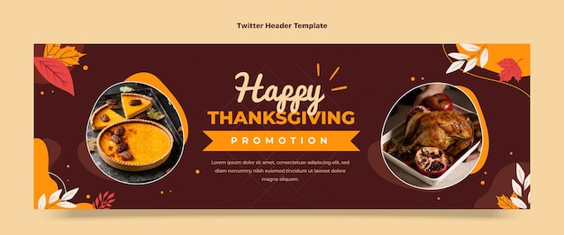 Hand drawn flat thanksgiving twitter cover template