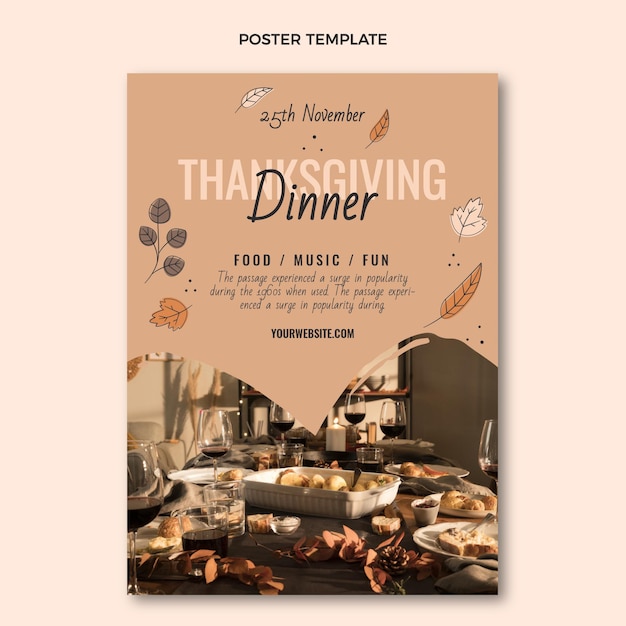 Free Vector hand drawn flat thanksgiving vertical poster template