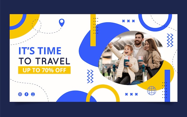 Hand drawn flat travel agency facebook ad