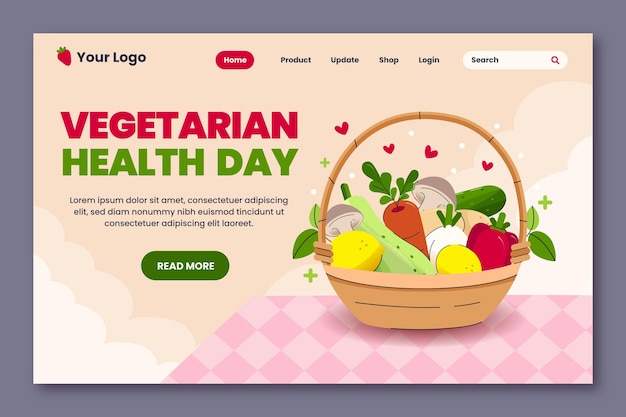 Hand drawn flat vegetarian food landing page